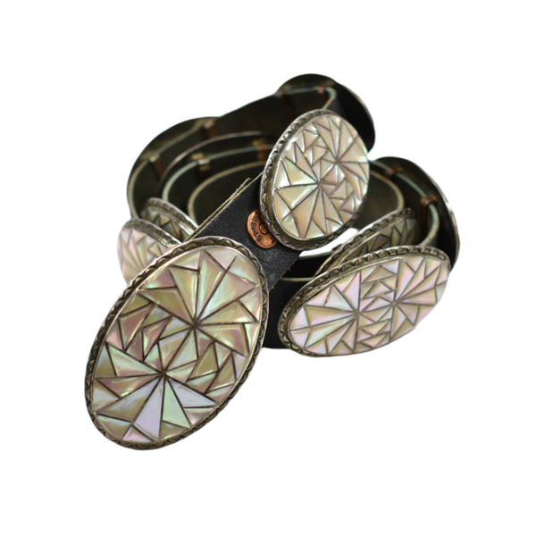 Sterling Silver Mother of Pearl Inlay Belt