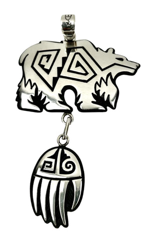 Overlay Two-Piece Bear & Paw Pendant by Ruben Saufkie