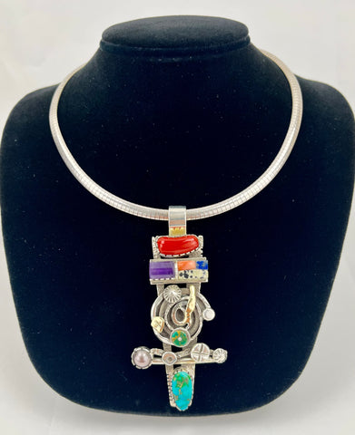Assorted Stones Pendant by Vernon Begaye
