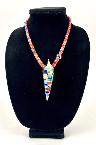 Mosaic Inlay Seashell Necklace by Charlene Reano