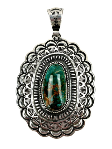 Stamped Concho Turquoise Pendant