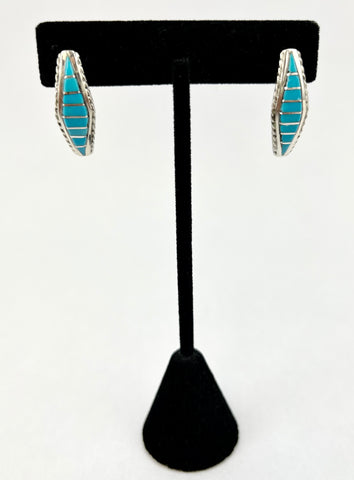 Channel Inlay Turquoise Earrings by Miranda Peynetsa