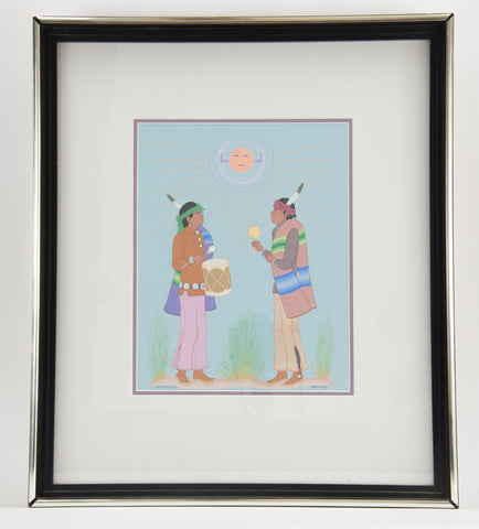 "Chanting Under Moon" Painting