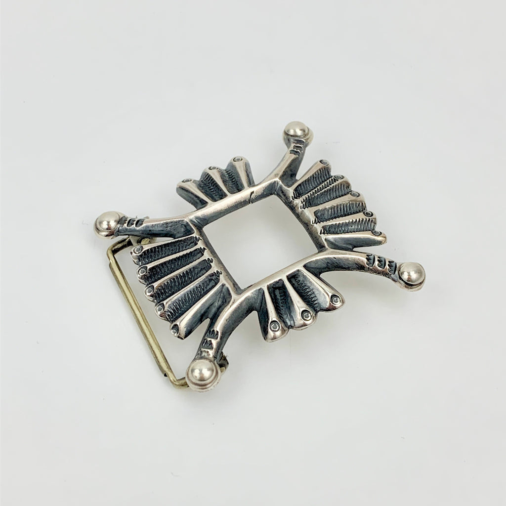 Sterling Silver Sandcast Sunburst Buckle by Wilson Begay