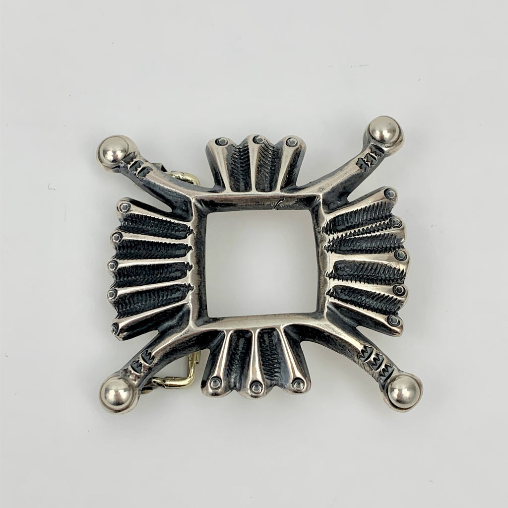 Sterling Silver Sandcast Sunburst Buckle by Wilson Begay – Museum