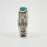 Stamped Sterling Silver & Bisbee Turquoise Bracelet by Jeanette Dale