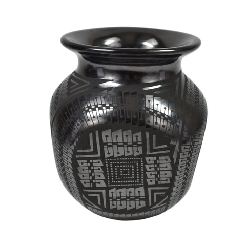 29891 MATA ORTIZ: Pottery, Black Rounded Square