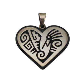 30147 PEND: SS/ O/L Kokopelli Heart, Ruben Saufkie