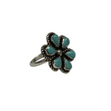 31291 RING: Coral/Turquoise Flower, Carol Lateyice