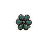 31291 RING: Coral/Turquoise Flower, Carol Lateyice