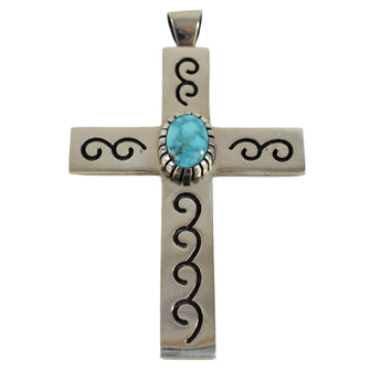 CRP242 PEND: SS O/L Cross, Turq. Stone, Sekakuku