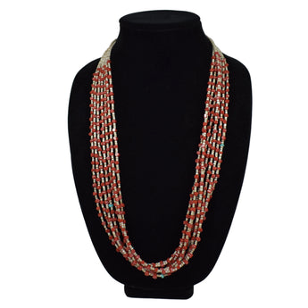 7 Strand Rolled Coral Necklace