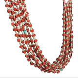 7 Strand Rolled Coral Necklace