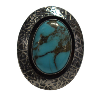 Sterling Silver Textured Bisbee Turquoise Ring