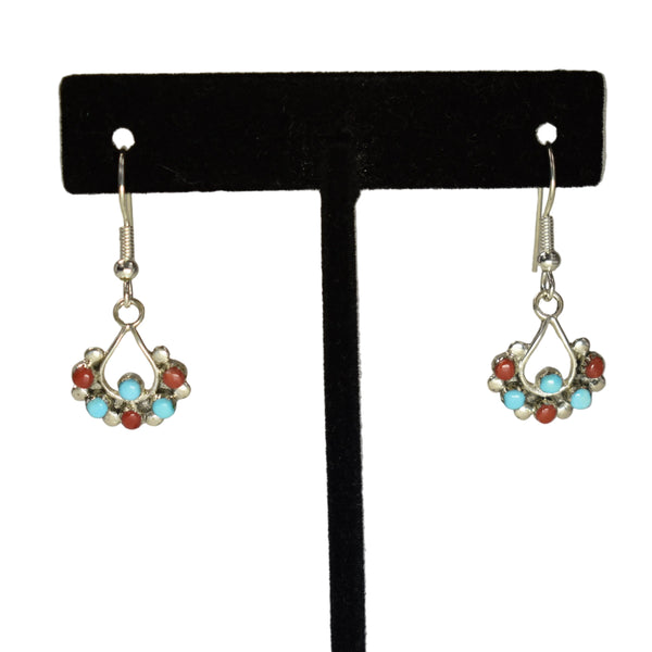 Coral and Turquoise Dangle Earrings
