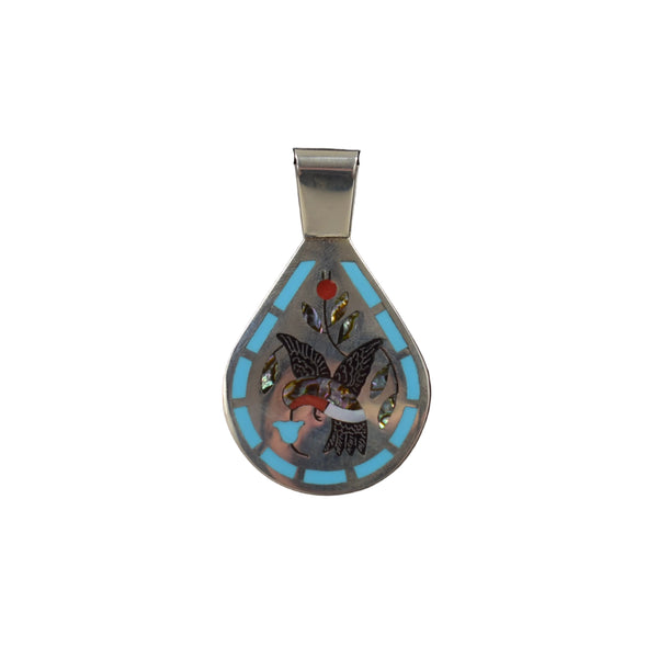 Sterling Silver Inlay Hummingbird Pendant