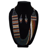 Wide Fine Beaded Necklace and Earring Set