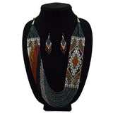 Wide Fine Beaded Necklace and Earring Set