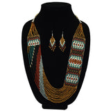 Wide Fine Beaded Necklace and Earring Set