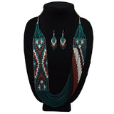 Wide Fine Beaded Necklace and Earring Set