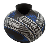 Blue/White on Black Mata Ortiz Pottery