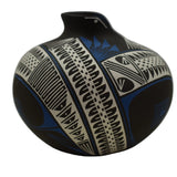 Blue/White on Black Mata Ortiz Pottery