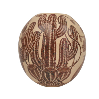 Mata Ortiz Brown and Buff Desert Scene Jar