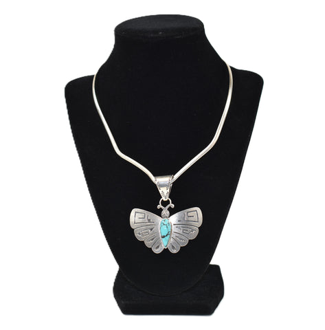 Sterling Silver and Turquoise Pendant with Omega Necklace