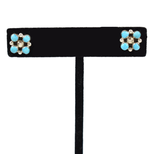 Four Turquoise Dot Square Earrings