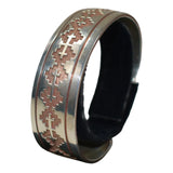 Sterling Silver Acid Wash Rug Design Bracelet