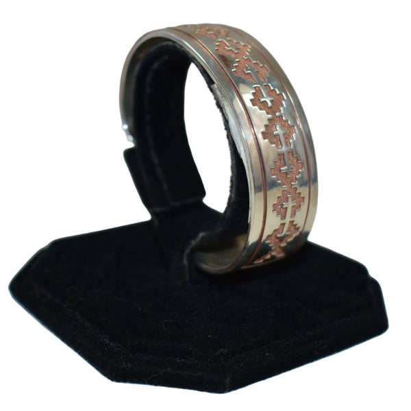 Sterling Silver Acid Wash Rug Design Bracelet