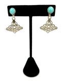 Two Piece Filigree & Turquoise Earrings by Ralph Sena