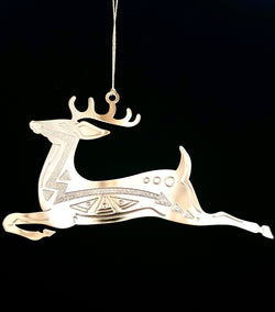 Gold Plate Reindeer Ornament by Ray Tracey