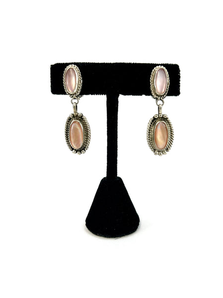 Pink Mother of Pearl Dangle Clips