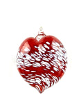 Red & White Wave Glass Heart Ornament by George Averbeck