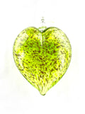 Green & Gold Fleck Glass Heart Ornament by George Averbeck
