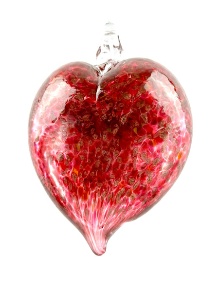 Red & Gold Fleck Glass Heart Ornament by George Averbeck