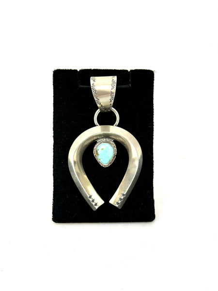 Triangle Wire Naja Pendant with Turquoise by Everett & Mary Teller