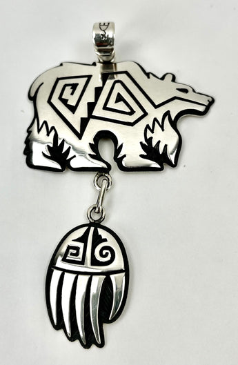 Overlay Two-Piece Bear & Paw Pendant by Ruben Saufkie