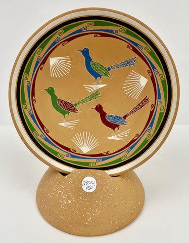 Open Bowl Bird Pottery with Stand by Ramiro Veloz