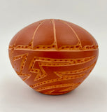 Red Scribed Seed Bowl by Keith Chino