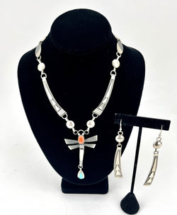 Tufa Cast Dragonfly Necklace & Earring Set by Jack Tom