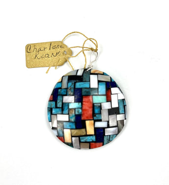 Multi-Mosaic on Shell Pendant by Charlene Reano