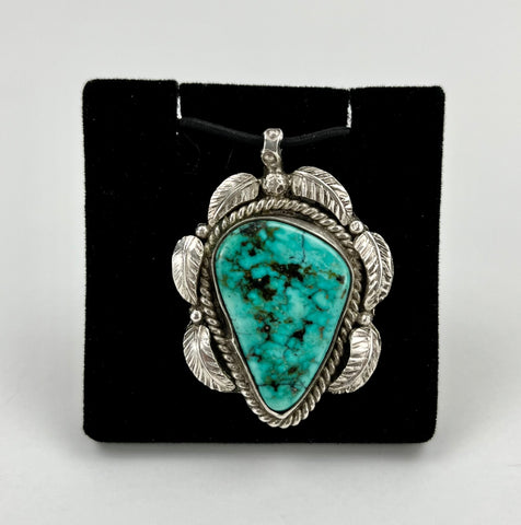Single Turquoise Pendant with Leaves