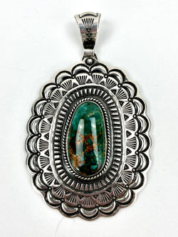 Stamped Concho Turquoise Pendant