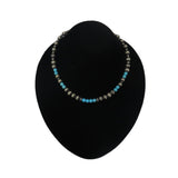 Sterling Sliver Oxidized Beads/Sleeping Beauty Turquoise Necklace by Verna Yazzie