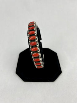 Sterling Silver and Coral Bracelet by Ernest Roy Begay