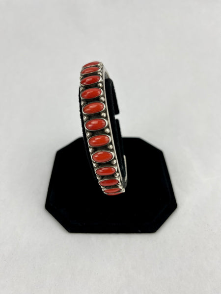 Sterling Silver and Coral Bracelet by Ernest Roy Begay
