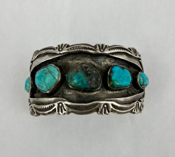 Sterling Silver Applique Turquoise Bracelet