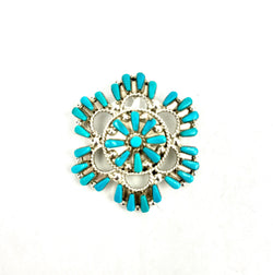 Turquoise Flower Pin/Pendant by Vera Halusewa